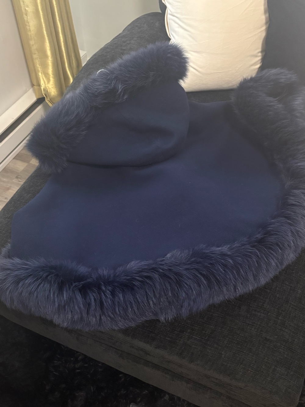 Women's Navy Blue Authentic Real Fox Fur - Picture 3 of 5